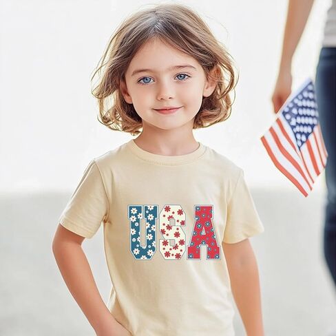 Boys 4th of July Shirt American Flag T-Shirts for Kids Toddler Patriotic Tee Tops Girls Independence Day Outfit 1-7 Years in Kuwait