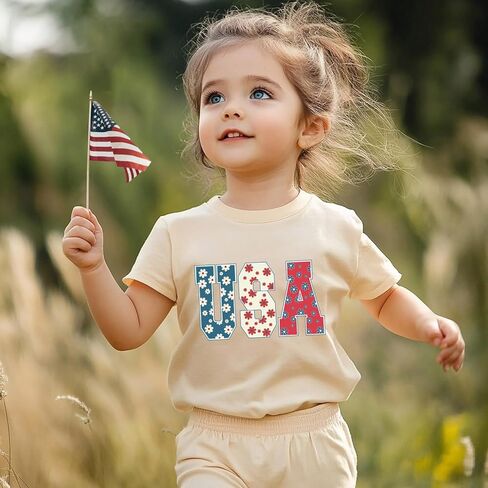 Boys 4th of July Shirt American Flag T-Shirts for Kids Toddler Patriotic Tee Tops Girls Independence Day Outfit 1-7 Years in Kuwait