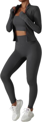 3-Piece Seamless Moisture-Wicking Workout Set for Women - Gym, Fitness, Running, Yoga Sportswear in Saudi Arabia