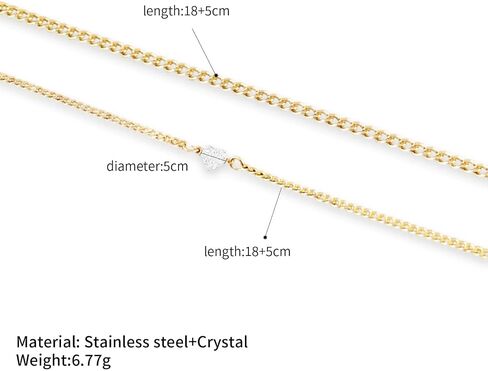 Promise Couple Bracelets for Women Men Permanent Bracelets for Couples Soulmate Distance Relationship Bracelet Stainless steel Matching Bracelets Locked Bracelet Heart Rhinestone Gold Silver Cuban Chain in Saudi Arabia