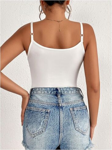 MakeMeChic Women's Guipure Lace Bodysuit Floral V Neck Sleeveless Going Out Leotard Tops in Saudi Arabia