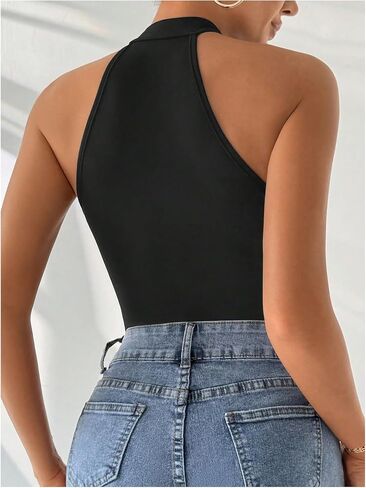 Soly Hux Women's Halter Neck Podysuitits Partylessless Detout Party Out out leotard قمم in Saudi Arabia