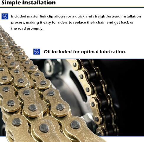 GOLD 420 X-Ring Motorcycle Chain 114 Links OEM#40530-NX1-005 405W3-GC5-505 9Y582-48113-00 in Kuwait