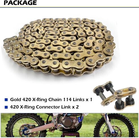 GOLD 420 X-Ring Motorcycle Chain 114 Links OEM#40530-NX1-005 405W3-GC5-505 9Y582-48113-00 in Kuwait