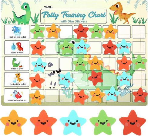Potty Training Chart for Toddlers with 40 Large Reusable Magnetic Star Stickers, Interactive Reward Chart for Toilet Training (Dinosaur) in Saudi Arabia