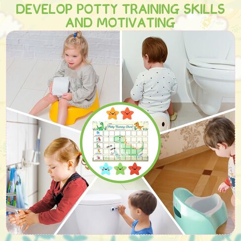 Potty Training Chart for Toddlers with 40 Large Reusable Magnetic Star Stickers, Interactive Reward Chart for Toilet Training (Dinosaur) in Saudi Arabia