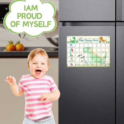 Potty Training Chart for Toddlers with 40 Large Reusable Magnetic Star Stickers, Interactive Reward Chart for Toilet Training (Dinosaur) in Saudi Arabia