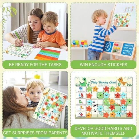 Potty Training Chart for Toddlers with 40 Large Reusable Magnetic Star Stickers, Interactive Reward Chart for Toilet Training (Dinosaur) in Saudi Arabia