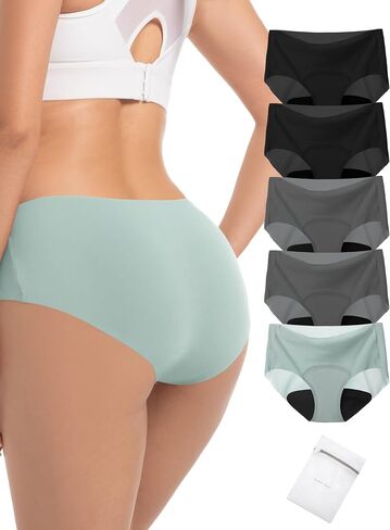 Seamless Period Underwear for Women & Teens Leak Proof Menstrual Panties,5-Pack with Laundry Bag in Saudi Arabia