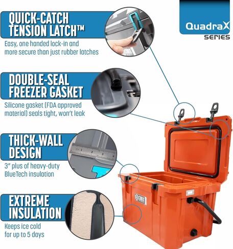 مبرد صلب محمول من QuadraX 20QT Rotomolded للتخييم وصيد الأسماك والشاطئ | صندوق ثلج معزول للخدمة الشاقة | الاحتفاظ بالبرد 5 أيام in Saudi Arabia