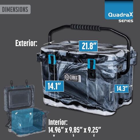 مبرد صلب محمول من QuadraX 20QT Rotomolded للتخييم وصيد الأسماك والشاطئ | صندوق ثلج معزول للخدمة الشاقة | الاحتفاظ بالبرد 5 أيام in Saudi Arabia