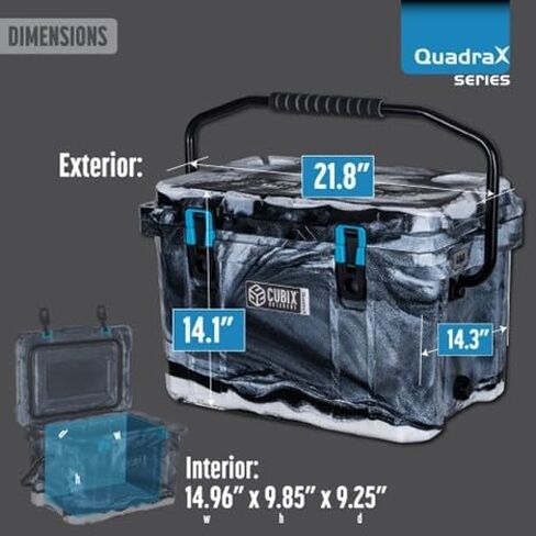 مبرد صلب محمول من QuadraX 20QT Rotomolded للتخييم وصيد الأسماك والشاطئ | صندوق ثلج معزول للخدمة الشاقة | الاحتفاظ بالبرد 5 أيام in Saudi Arabia