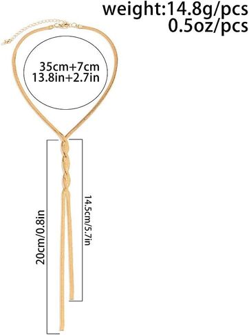 GIGB PBDK Gold Snake Bone Chain Y Necklace for Women Fashion Dainty Bendable Long Twist Pendant Choker Vintage Thick Clavicle Necklace Minimalist Charm Jewelry in Saudi Arabia
