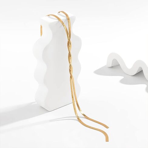 GIGB PBDK Gold Snake Bone Chain Y Necklace for Women Fashion Dainty Bendable Long Twist Pendant Choker Vintage Thick Clavicle Necklace Minimalist Charm Jewelry in Saudi Arabia
