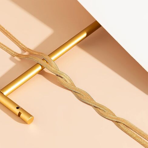 GIGB PBDK Gold Snake Bone Chain Y Necklace for Women Fashion Dainty Bendable Long Twist Pendant Choker Vintage Thick Clavicle Necklace Minimalist Charm Jewelry in Saudi Arabia