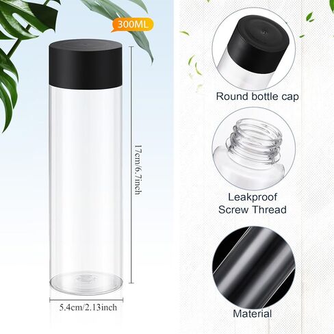 Tanlade 24 Pcs Clear Plastic Bottles Empty Sensory Bottles with Caps PET Plastic Juice Bottles Reusable Bulk Leakproof Drink Container Plastic Sensory Bottles for Juice Milk (Black Lid,12 oz/ 350 ml) in Kuwait