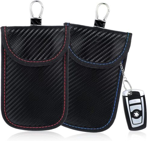 2Pcs Faraday Pouch for Car Keys, Faraday Bag Key Protector, Car RFID Signal Blocking Holder, Carbon Fiber Security Anti-theft Key Pouch, Anti-Theft Security Cage in Saudi Arabia