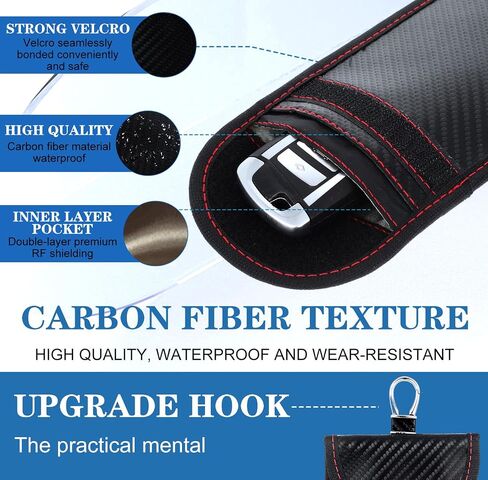 2Pcs Faraday Pouch for Car Keys, Faraday Bag Key Protector, Car RFID Signal Blocking Holder, Carbon Fiber Security Anti-theft Key Pouch, Anti-Theft Security Cage in Saudi Arabia