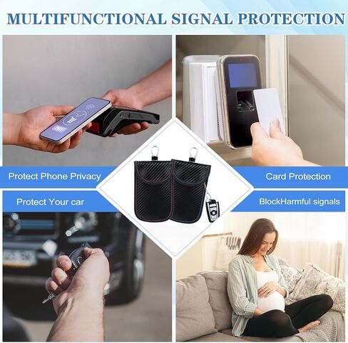 2Pcs Faraday Pouch for Car Keys, Faraday Bag Key Protector, Car RFID Signal Blocking Holder, Carbon Fiber Security Anti-theft Key Pouch, Anti-Theft Security Cage in Saudi Arabia