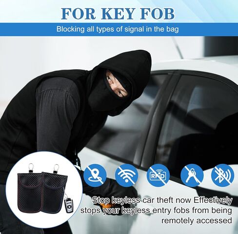 2Pcs Faraday Pouch for Car Keys, Faraday Bag Key Protector, Car RFID Signal Blocking Holder, Carbon Fiber Security Anti-theft Key Pouch, Anti-Theft Security Cage in Saudi Arabia