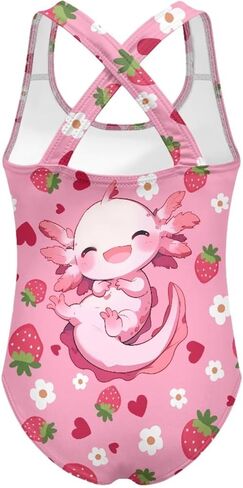 Swimsuit for Girls 5-14 Years Cute One Piece Swimming Suits Cross Back Straps Swimwear in Kuwait