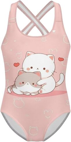 UpetStory Girls Swimsuit من قطعة واحدة مع حزم الاستحمام عبر الأشرطة 5-14 in Kuwait