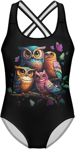 Swimsuit for Girls 5-14 Years Cute One Piece Swimming Suits Cross Back Straps Swimwear in Kuwait