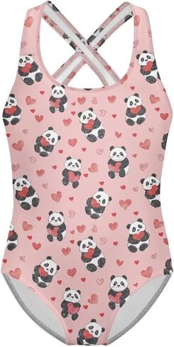 Swimsuit for Girls 5-14 Years Cute One Piece Swimming Suits Cross Back Straps Swimwear in Kuwait