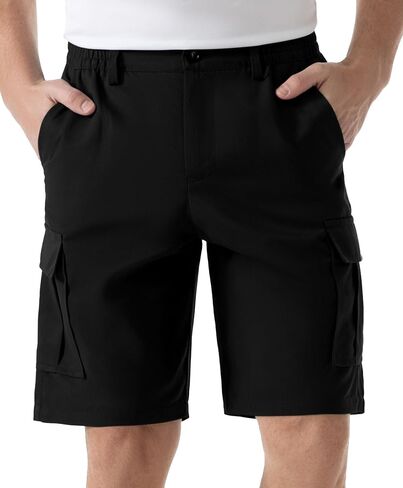 SIX ISLANDS Men's Cargo Shorts 9" Inseam Elastic Waistband Casual Relaxed Fit Work Shorts with 6 Pockets in Kuwait