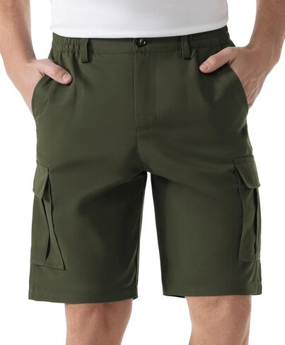 SIX ISLANDS Men's Cargo Shorts 9" Inseam Elastic Waistband Casual Relaxed Fit Work Shorts with 6 Pockets in Kuwait