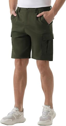 SIX ISLANDS Men's Cargo Shorts 9" Inseam Elastic Waistband Casual Relaxed Fit Work Shorts with 6 Pockets in Kuwait