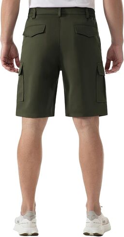 SIX ISLANDS Men's Cargo Shorts 9" Inseam Elastic Waistband Casual Relaxed Fit Work Shorts with 6 Pockets in Kuwait
