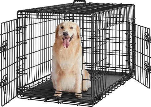 Yaheetech 42inch Double Door Dog Crate w/Divider, Collapsible Metal Kennel in Kuwait