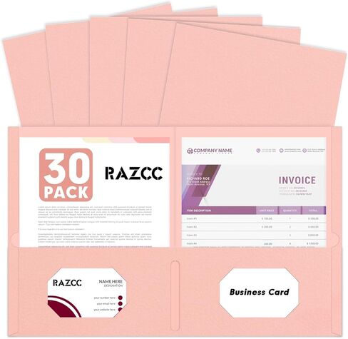 Two Pocket Folders, RAZCC 30 Pack 2 Pocket Folders Fit Letter Size Paper, Paper Folders with Pockets for School Office Business Home, Assorted 5 Colors in Saudi Arabia