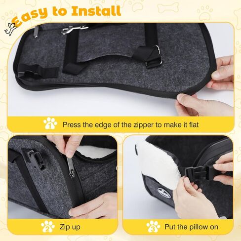 Nobleza Dog Car Seat, Washable and Detachable Dog Booster Car Seat for Small/Medium Dogs Under 35lbs, Non-Slip Bottom Pet Travel Dog car Seats for Small Dogs with Three Storage Pockets Black Grey in Saudi Arabia