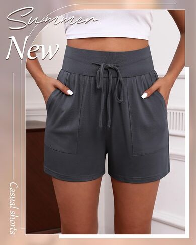 3 Pack Women's Cotton Drawstring Sweat Casual Summer Workout Athletic Gym Lounge Shorts with Pockets in Saudi Arabia