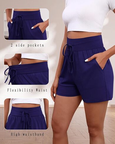 3 Pack Women's Cotton Drawstring Sweat Casual Summer Workout Athletic Gym Lounge Shorts with Pockets in Saudi Arabia
