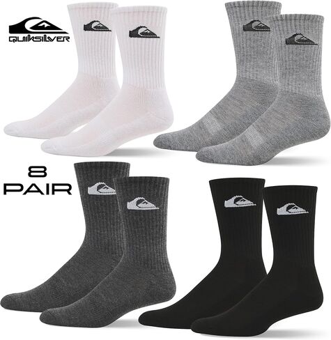 Quiksilver Mens Socks 8 Pairs Crew Socks for Men Premium Athletic Shoe Size 8-12 in Saudi Arabia