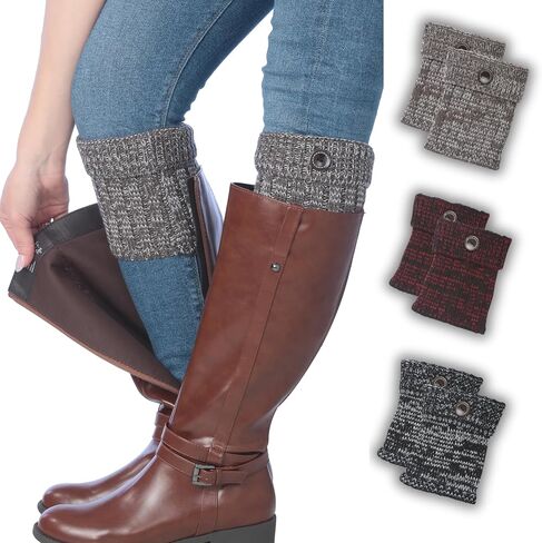 Tipi Toe 3 Pairs Women's Boot Cuffs Knitted Boots Socks Short Leg Warmer in Saudi Arabia
