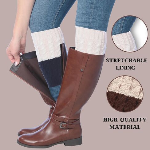 Tipi Toe 3 Pairs Women's Boot Cuffs Knitted Boots Socks Short Leg Warmer in Saudi Arabia