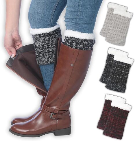 Tipi Toe 3 Pairs Women's Boot Cuffs Knitted Boots Socks Short Leg Warmer in Kuwait