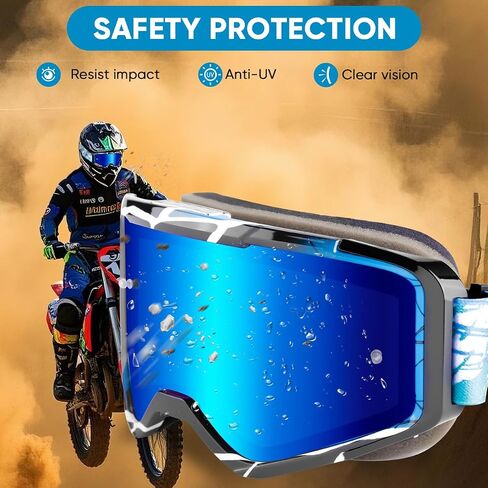 نظارات الدراجات النارية 2 عبوة - نظارات الدراجة الترابية موتوكروس واقية ATV ركوب النظارات على الطرق الوعرة in Kuwait