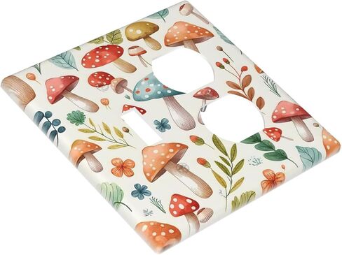 Outlet Covers Boho Cute Mushroom Colorful Plant 1 Gang Duplex Light Switch Cover Plate Decorative Wall Plates Electrical Switchplate Receptacle Cover for Nursery Bathroom Bedroom Decor in Saudi Arabia