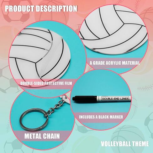 YIMAGUJRX 20 Pcs Baseball Softball Volleyball Basketball Acrylic Keychain Bulk for DIY Sports Team Party Baseball Bag Tag in Saudi Arabia