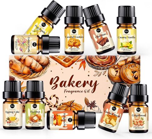 مجموعة الزيوت الأساسية للمخابز ، زيت عطر قوس قزح Abby للناشر ، صنع الشموع - فطيرة اليقطين ، خبز الزنجبيل ، الشوكولاتة ، الوفل الذهبي ، زيوت العطرية العطرية (5 مل) in Kuwait