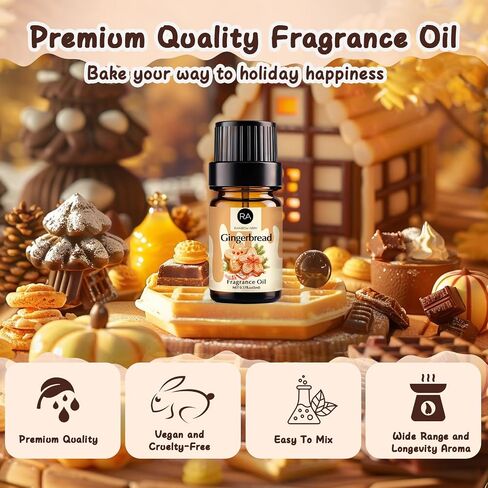 مجموعة الزيوت الأساسية للمخابز ، زيت عطر قوس قزح Abby للناشر ، صنع الشموع - فطيرة اليقطين ، خبز الزنجبيل ، الشوكولاتة ، الوفل الذهبي ، زيوت العطرية العطرية (5 مل) in Kuwait