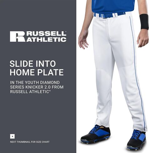 Russell Athletic Boys Youth Solid Solid Diamond Series Baseball Knicker 2.0-Stylish-Styly-Length in Kuwait