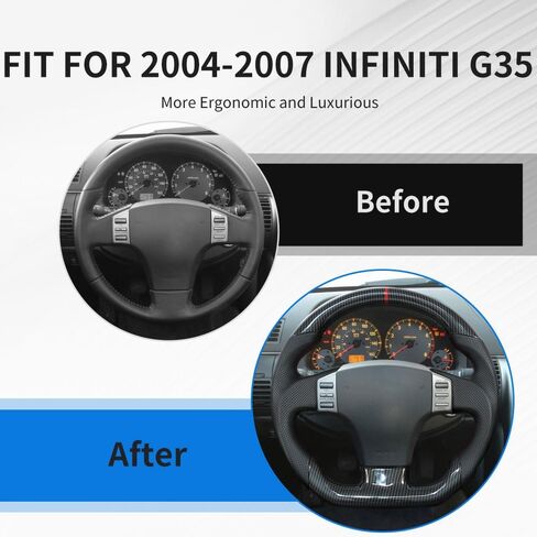 Hydro-Dip Carbon Fiber Perforated Leather Grip Steering Wheel, Car Steering Wheel Fit for Infiniti G35 2004-2007 in Saudi Arabia