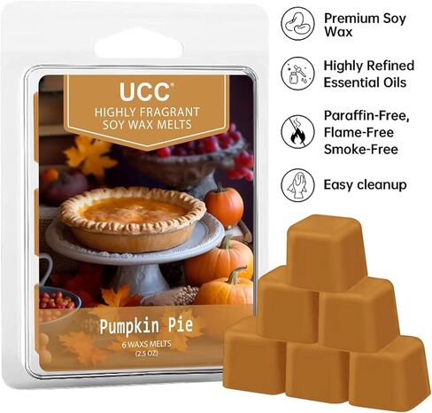 UCC Fall Wax Melts, Premium Plant Based Natural Autumn Soy Scented Melts Cubes, Wax Melts Tarts, Colored Wax Melt - 4 Pack in Saudi Arabia
