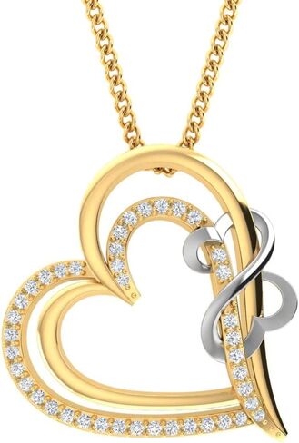 1/5 TCW Round Cut Natural Diamond Pendant And Necklace With 18" Chain For Women, Heart Style Related Valentine Present For Girls In Real 925 Sterling Silver in Saudi Arabia